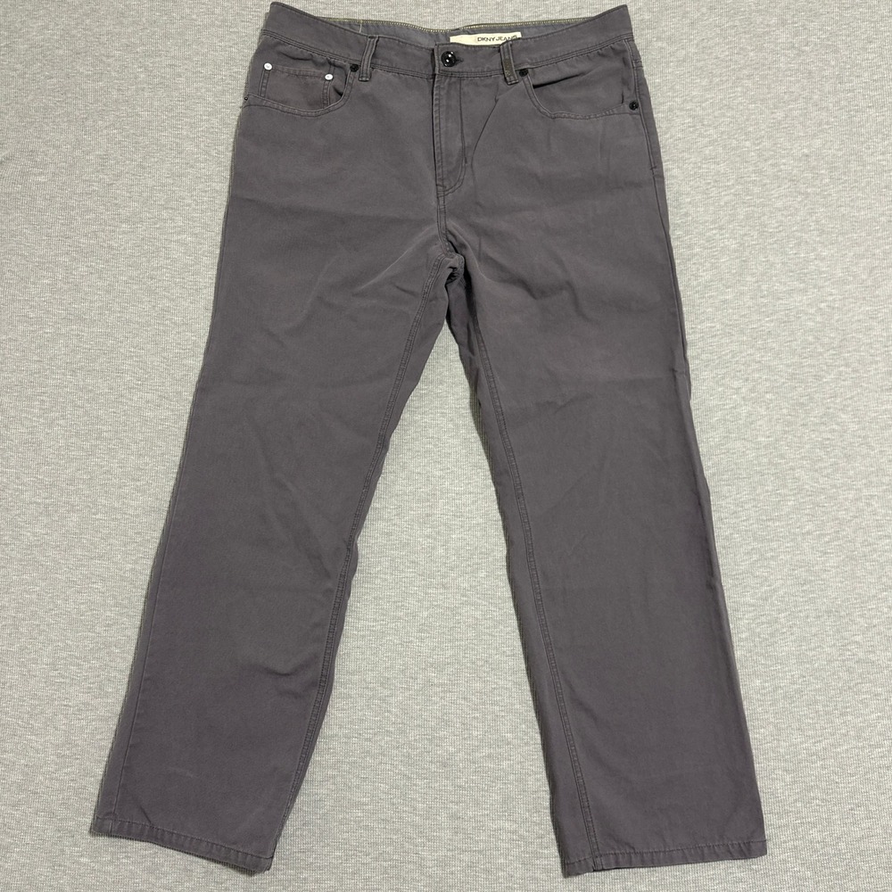 DKNY Jeans Gray Cotton Straight Leg Canvas Workwear Pants Mens 36x31 MRU9276